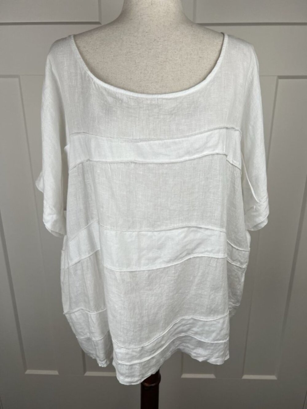 Sofia Made in Italy 100% Linen Oversized Boxy Top White Lagenlook 1X OS